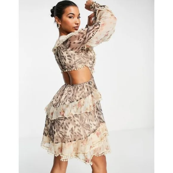 asos design tiered mini dress ASOS DESIGN tiered mini dress in fluffy texture in lilac